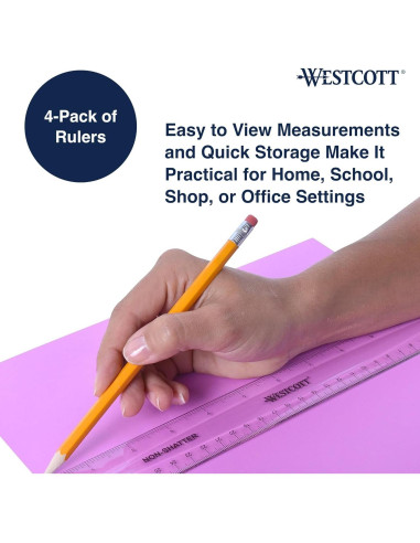 Regla Flexible a Prueba de Rotura Westcott 30.48 cm - Paquete de 4