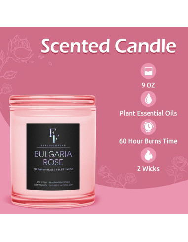 Vela Aromática de Cera de Soja Rosa Búlgara 255 g Doble Mecha