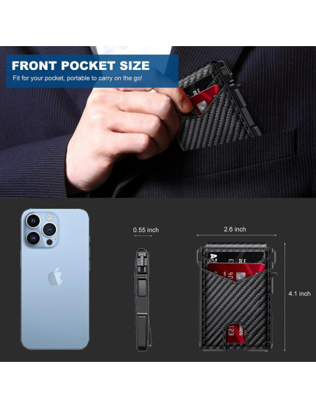 Billetera Minimalista ZALVEX Fibra de Carbono con Bloqueo RFID Billetera Minimalista ZALVEX Fibra de Carbono con Bloqueo RFID