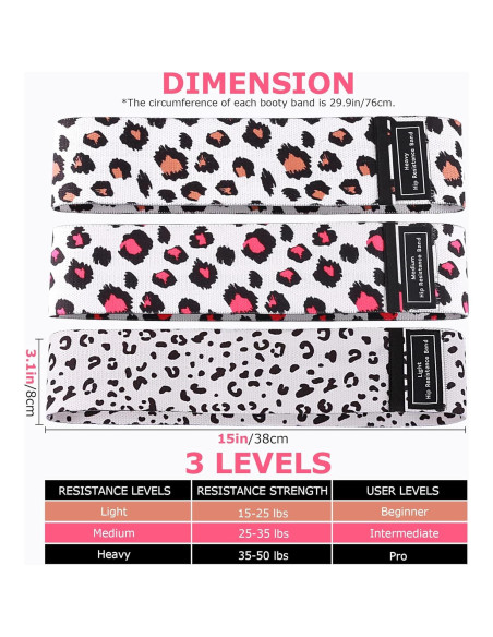 Bandas de Glúteos KRIXAM - 3 Niveles de Resistencia - Estampado Leopardo Bandas de Glúteos KRIXAM - 3 Niveles de Resistencia - Estampado Leopardo
