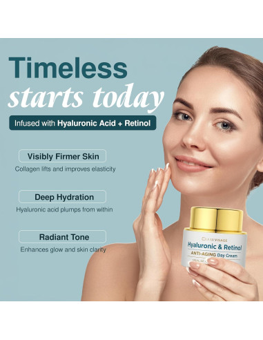 Crema Facial Anti-Envejecimiento Klar & Co 230g Ácido Hialurónico Retinol