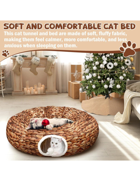 Cueva Donut para Gatos Soulchen Navidad 91x91x25cm Marrón Cueva Donut para Gatos Soulchen Navidad 91x91x25cm Marrón