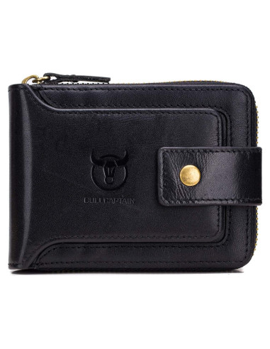 Cartera de Cuero Genuino BULLCAPTAIN QB-231 Negro con RFID
