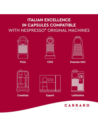 Cápsulas de Espresso CARRARO - 100 Unidades Compatibles Nespresso