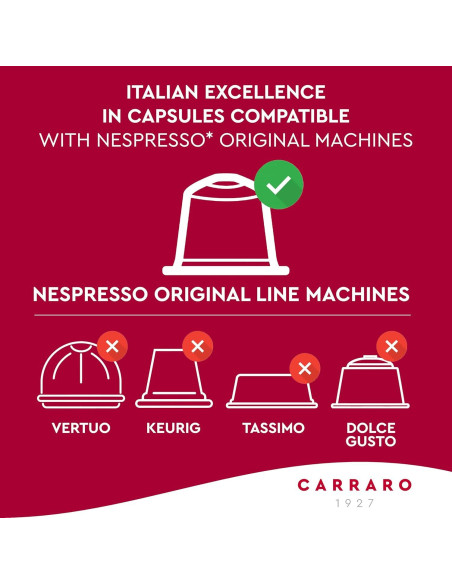 Cápsulas de Espresso CARRARO - 100 Unidades Compatibles Nespresso Cápsulas de Espresso CARRARO - 100 Unidades Compatibles Nespresso