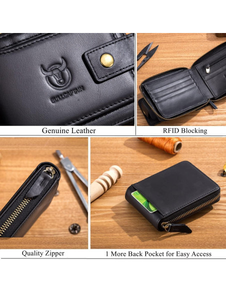 Cartera de Cuero Genuino BULLCAPTAIN QB-231 Negro con RFID Cartera de Cuero Genuino BULLCAPTAIN QB-231 Negro con RFID