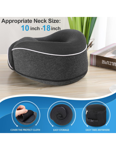 Almohada de Cuello de Viaje UBEUONLY Ajustable Espuma de Memoria Almohada de Cuello de Viaje UBEUONLY Ajustable Espuma de Memoria