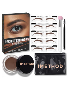 Kit de Sello de Cejas iMethod - Plantillas y Pomada Marrón Oscuro