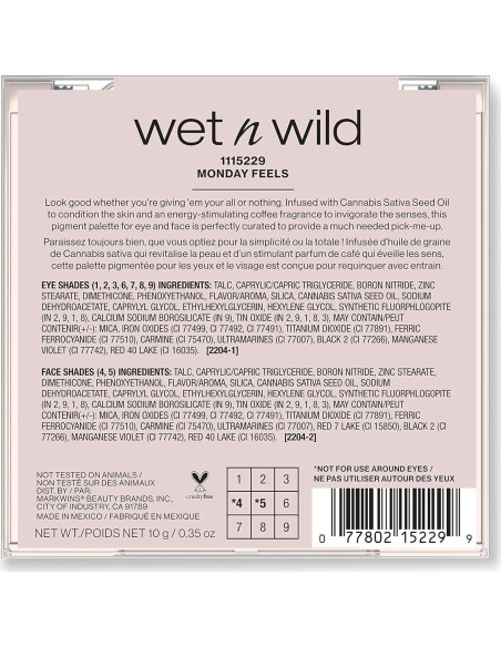 Paleta de Sombras Wet n Wild Sensaciones del Lunes 9 Tonos Paleta de Sombras Wet n Wild Sensaciones del Lunes 9 Tonos