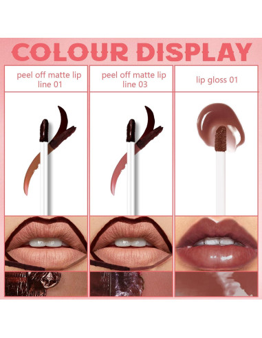 Combo de Lápiz Labial Peel Off HOSAILY 2 Colores + Brillo Hidratante