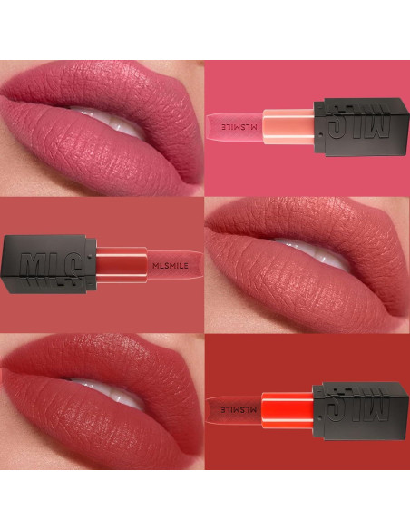 Conjunto de 3 lápices labiales satén MLSMILE a prueba de agua Conjunto de 3 lápices labiales satén MLSMILE a prueba de agua