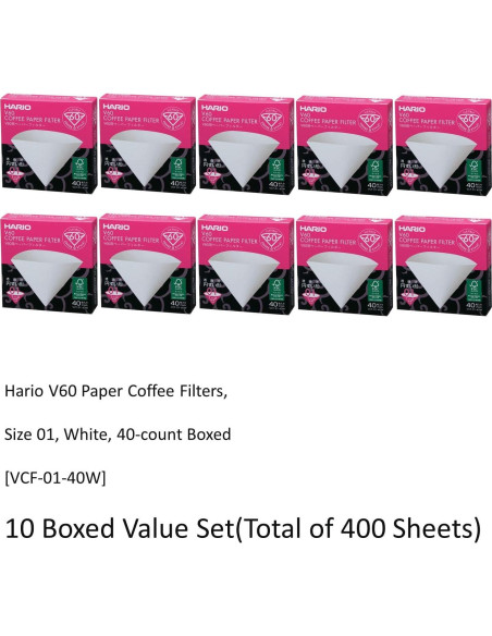 Filtros de Papel para Café Hario V60 Tamaño 01 - 400 Hojas Filtros de Papel para Café Hario V60 Tamaño 01 - 400 Hojas