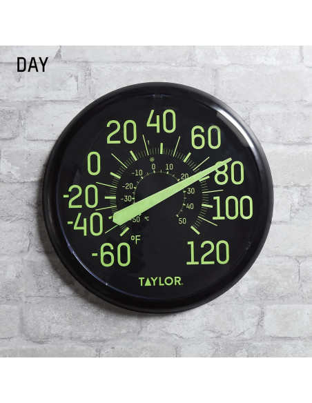 Termómetro de Pared Taylor 33.66 cm Brilla en la Oscuridad Termómetro de Pared Taylor 33.66 cm Brilla en la Oscuridad