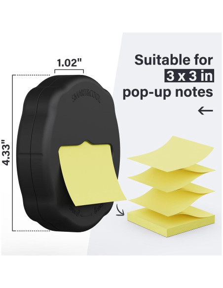 Dispensador Magnético de Notas Pop-Up Smart&Cool Negro 10.9 cm Dispensador Magnético de Notas Pop-Up Smart&Cool Negro 10.9 cm