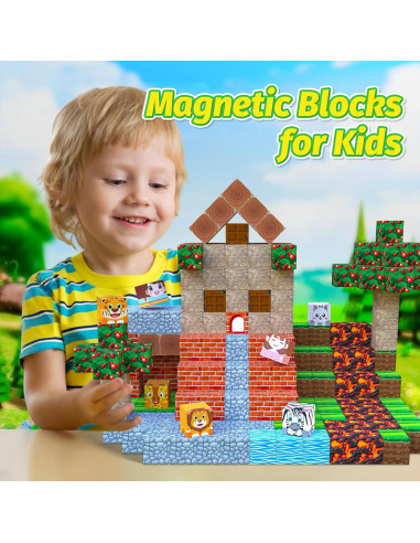 100 Piezas Bloques Magnéticos iKrto Juguetes STEM 3-8 Años