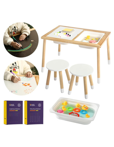 Mesa Sensorial para Niños Suministros Especiales 2 Bins 61x41cm Mesa Sensorial para Niños Suministros Especiales 2 Bins 61x41cm