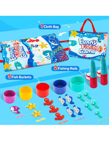 Juego de Pesca Montessori Hombre Viejo Divertido 23 Piezas