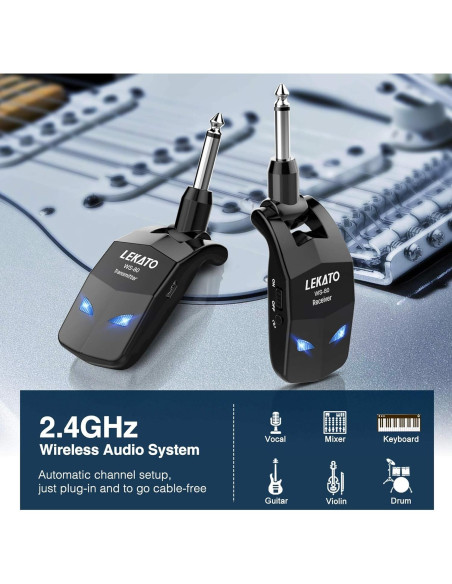 Sistema Inalámbrico de Guitarra LEKATO JW-03 2.4GHz Recargable Sistema Inalámbrico de Guitarra LEKATO JW-03 2.4GHz Recargable