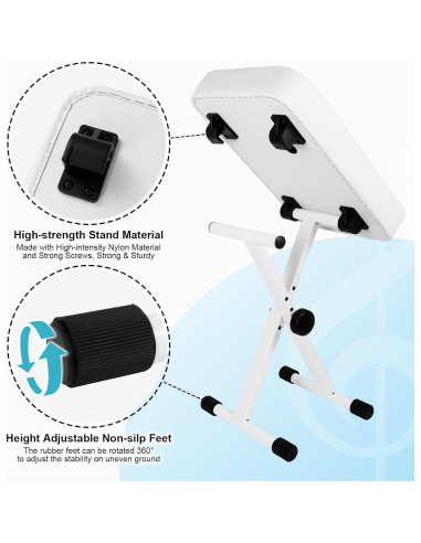Banco de Piano TENTOTEN Ajustable Plegable Blanco 3.5 kg