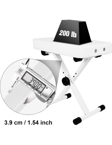 Banco de Piano TENTOTEN Ajustable Plegable Blanco 3.5 kg
