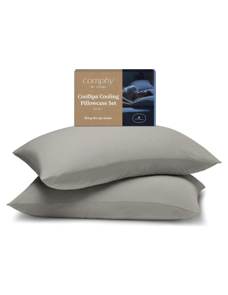 Juego de Fundas de Almohada Cool+ Coop Home Goods Queen Gris Juego de Fundas de Almohada Cool+ Coop Home Goods Queen Gris