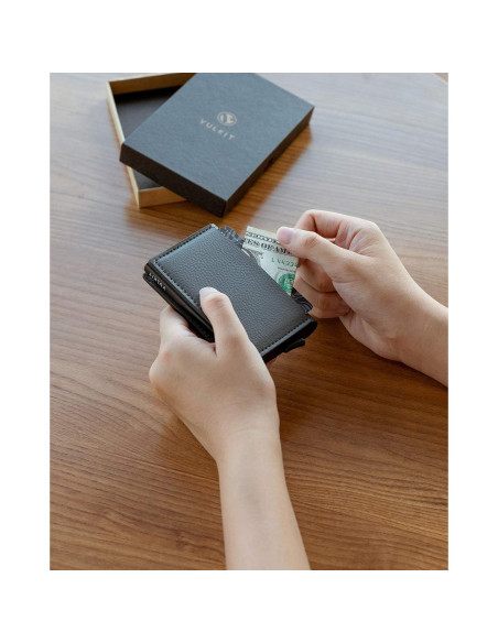 Tarjetero de Crédito VULKIT con Bloqueo RFID de Cuero - Gris Tarjetero de Crédito VULKIT con Bloqueo RFID de Cuero - Gris