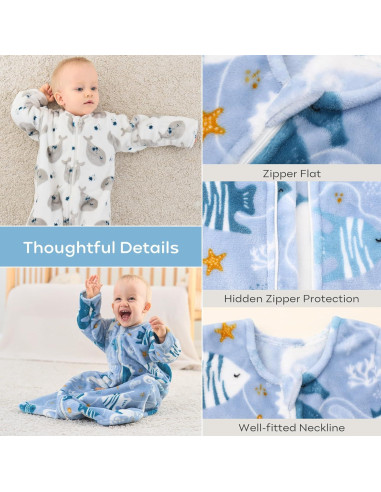 Saco de dormir de felpa Yoofoss 1.5 Tog para bebés 18-24 meses