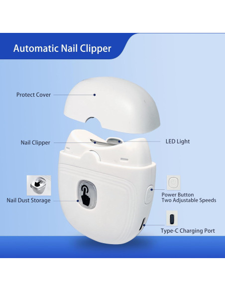 Cortador de Uñas Eléctrico CALSON Recargable USB con Luz LED Cortador de Uñas Eléctrico CALSON Recargable USB con Luz LED
