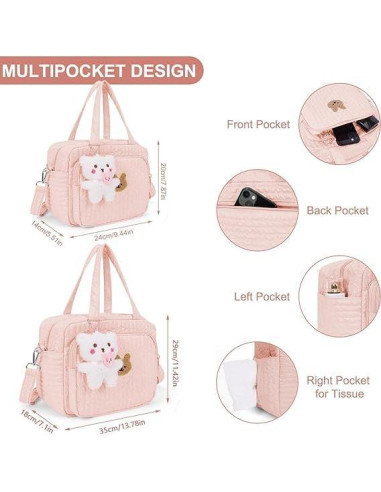 Bolsa de Pañales Lushandy Rosa 24x20x14cm Multiusos