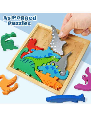 Rompecabezas Montessori 2-en-1 Vileafy - Dinosaurio y Números