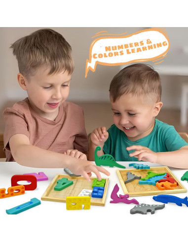 Rompecabezas Montessori 2-en-1 Vileafy - Dinosaurio y Números