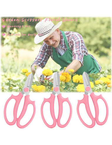 Tijeras de Jardín OJYUDD 3 Pcs Profesionales Rosa 16.5 cm
