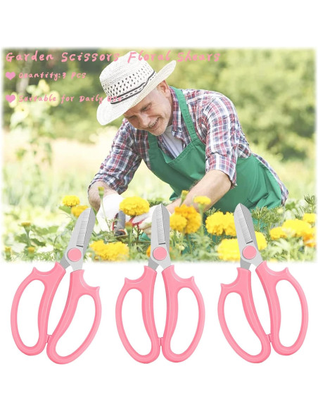 Tijeras de Jardín OJYUDD 3 Pcs Profesionales Rosa 16.5 cm Tijeras de Jardín OJYUDD 3 Pcs Profesionales Rosa 16.5 cm