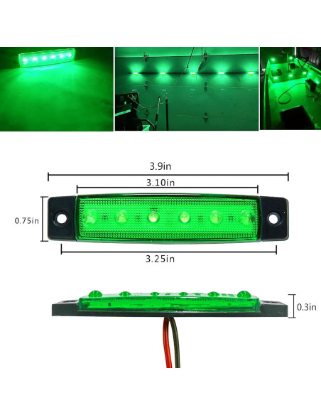 10 Luces de Tira LED Verde FZSSHYG para Vehículos 12V IP67 10 Luces de Tira LED Verde FZSSHYG para Vehículos 12V IP67