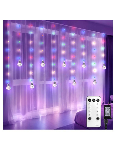 Luces de Cortina Multicolor LitHome 240 LED 3x0.9m Control Remoto