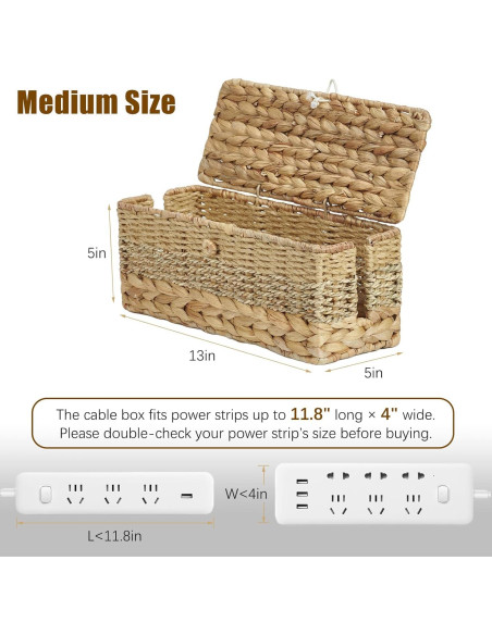 Caja Organizadora de Cables Mediana VinneGenzz Natural Caja Organizadora de Cables Mediana VinneGenzz Natural