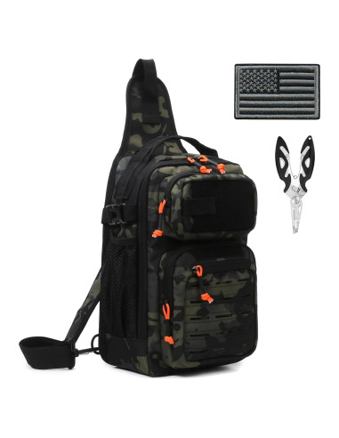 Mochila de Pesca Aocmpxs 12L Táctica Impermeable Camuflaje Gris