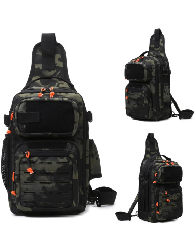 Mochila de Pesca Aocmpxs 12L Táctica Impermeable Camuflaje Gris