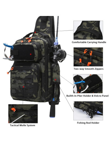Mochila de Pesca Aocmpxs 12L Táctica Impermeable Camuflaje Gris