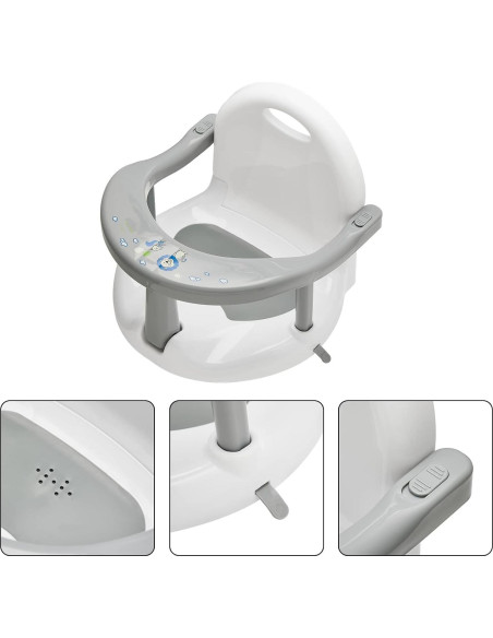 Asiento de Baño Plegable Antideslizante Bebés Gris 6-18 Meses Asiento de Baño Plegable Antideslizante Bebés Gris 6-18 Meses