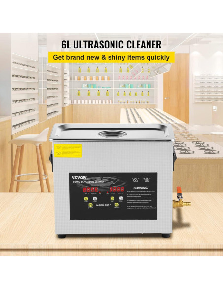 Limpiador Ultrasónico VEVOR 6L 400W Digital con Calentador Limpiador Ultrasónico VEVOR 6L 400W Digital con Calentador
