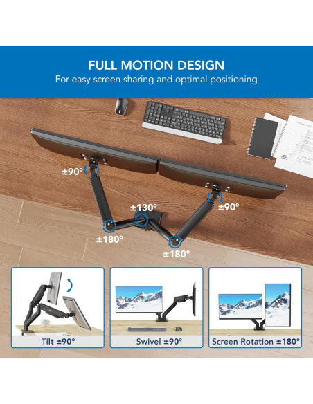 Soporte de Monitor Doble Mount-It! MI-8752BLK 17" a 32" Negro Soporte de Monitor Doble Mount-It! MI-8752BLK 17" a 32" Negro