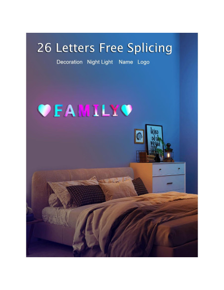 Luz de Letras LED RGB SELFILA 15.24 cm Decorativa Luz de Letras LED RGB SELFILA 15.24 cm Decorativa