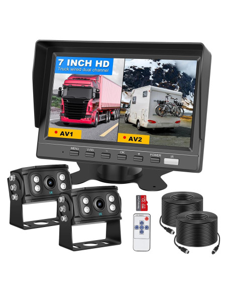 Cámara de Respaldo Dual SZHSTECS 4K Pantalla 7" HD IP68 Cámara de Respaldo Dual SZHSTECS 4K Pantalla 7" HD IP68