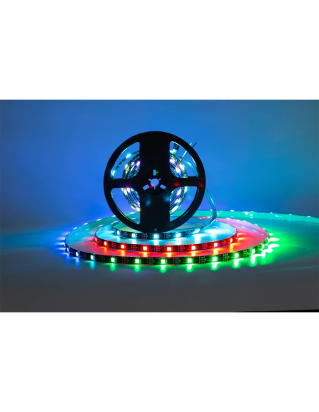 Tira LED WS2812B 5m 150LEDs RGB IP65 SMD 5050 Negro Tira LED WS2812B 5m 150LEDs RGB IP65 SMD 5050 Negro
