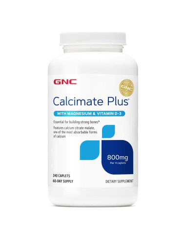 Suplemento GNC Calcimate Plus 800mg - Huesos Fuertes - 240 Tabletas