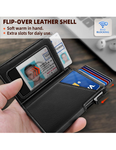 Billetera delgada Bulliant con clip y soporte para 9 tarjetas