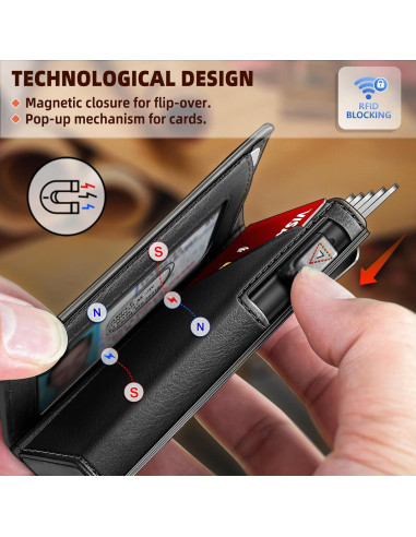 Billetera delgada Bulliant con clip y soporte para 9 tarjetas