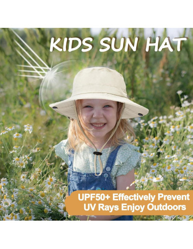 Sombrero de Sol Plegable para Niños UPF 50+ Beige