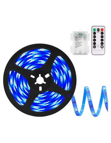 Tira de luces LED Echosari azul impermeable 90 LEDs 5m con control remoto